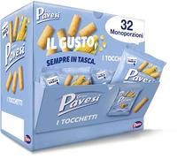 Gran Pavesi Snack Tocchetti - Juego de 32 bocadillos de maíz horneados, sin aceite de palma, snack salado y sabroso