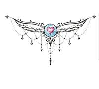 Gran pecho cintura hombro espalda impermeable tatuaje pegatina encaje azul mariposa falso tatuaje debajo del pecho arte corporal for mujer(001)