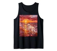 Gran Perro de los Pirineos en una Puesta de Sol Obra de Arte de Verano Camiseta sin Mangas