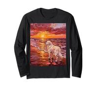 Gran Perro de los Pirineos en una Puesta de Sol Obra de Arte de Verano Manga Larga