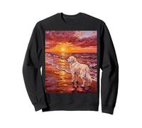 Gran Perro de los Pirineos en una Puesta de Sol Obra de Arte de Verano Sudadera