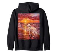 Gran Perro de los Pirineos en una Puesta de Sol Obra de Arte de Verano Sudadera con Capucha