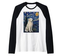 Gran Perro Pirineos Van Gogh Noche Estrellada Camiseta Manga Raglan