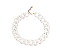 Gran Personalidad de la Moda Fotografía Callejera Versátil Caucho Acrílico Sensación Esmerilada Anillo de Dedo Hebilla Collar de Cadena Mismo Estilo para Hombres y Mujeres Ajustable,Blanco,Un ta