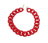 Gran Personalidad de la Moda Fotografía callejera versátil Caucho acrílico Sensación esmerilada Anillo de Dedo Hebilla Collar de Cadena Mismo Estilo para Hombres y Mujeres Ajustable, Grande Rojo