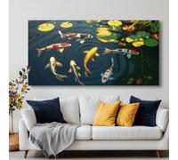 Gran pez koi abstracto en estanque arte de pared pintura en lienzo moderna imágenes impresas para sala de estar dormitorio oficina decoración obra de arte (40 x 80 cm sin marco)