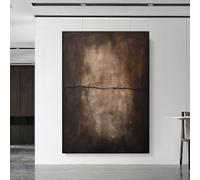 Gran pintura al óleo abstracta en marrón y negro, arte de pared Wabi Sabi marrón, pintura sobre lienzo neutra para sala de estar (40x50cm (16x20 pulgadas))