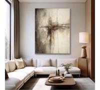 Gran pintura al óleo abstracta en marrón y negro, arte mural Wabi Sabi marrón, arte en lienzo con textura neutra, pintura minimalista medieval (90x110cm (35x43 pulgadas))