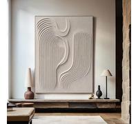 Gran pintura con textura 3D beige, pintura abstracta de yeso beige sobre lienzo, arte de pared Wabi Sabi, decoración de pared minimalista moderna beige, 50 x 75 cm, sin marco