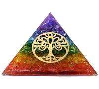 Gran pirámide de orgona | Cristal Pirámide Siete Chakra Onxy | Pirámide redonda del árbol de la vida | Curación por energía positiva de las pirámides de órganos