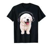 Gran Pirineo Con Auriculares Cantando Perro Amante Camiseta