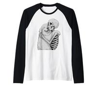 Gran Pirineo Esqueleto Abrazo Halloween Amante de Perros Camiseta Manga Raglan