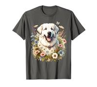 Gran Pirineo Perro Verano Flores Silvestres Obra de Camiseta