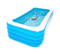 Gran Piscina inflable rectangular para adultos, 3.18x1.8x0.75m Durable PVC Garden Water Play Astill con paredes espesadas, Fácil configuración Espacio de ahorro de viñedo de verano Diversión para la f