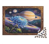 Gran Planeta Flor Azul Puzzle de 1000 Piezas Papel para Adultos Espacio Fantástico Juego de Puzzle 1000 Piezas Familia Decoración Relajante Regalo 52x38cm/1000pcs