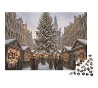Gran Plaza de BruselasRompecabezas Premium De 1000 Piezas Cartón Mercado de NavidadAntistrés, Entretenimiento Familiar, Regalo Ideal para Parejas Y Familia 52x38cm/1000pcs