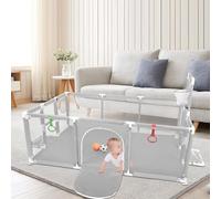 Gran portátil para niños con ventosa, base antideslizante, modular, plegable, parque para niños pequeños con puerta con cremallera, 50 bolas, Bastidor de baloncesto, con 4 ventosas: 180 x 120 x 66 cm