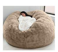Gran puf XXL cómodo y funda ideal para niños y adultos, perfecto para sala de estar y dormitorio, color café claro, 150 x 65 cm, 1,8 m sin relleno