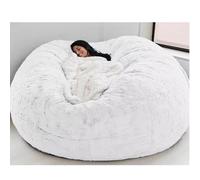 Gran puf XXL cómodo y funda perfecta para niños y adultos, ideal para sala de estar y dormitorio, 180 x 90 cm, relleno de 2,1 m no incluido, color blanco