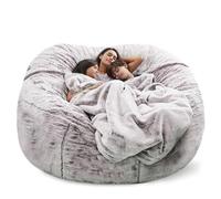 Gran puf XXL cómodo y funda perfecta para niños y adultos, ideal para sala de estar y dormitorio, sin relleno, color café nieve, 130 x 65 cm, 1,5 m