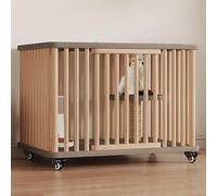 Gran recinto de madera para gatos con plataforma de salto y almacenamiento, transpirable y cómoda valla para mascotas para varios gatos