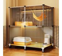 Gran recinto interior para gatos con rueda, corralito de juegos para mascotas de varios niveles, casa de alambre de metal desmontable para animales pequeños, ideal para jugar y hacer ejercicio de