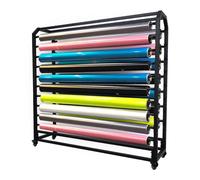 Gran Rejilla de Almacenamiento de Rollo de Tela Comercial Grande, con Varilla Colgante Ajustable, Soporte de Organizador de Acero móvil con Ruedas para Rollos de Vinilo/Rollos de Cuero/película de