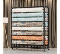 Gran Rejilla de Almacenamiento de Rollo de Tela Comercial Grande, con Varilla Colgante Ajustable, Soporte de Organizador de Acero móvil con Ruedas para Rollos de Vinilo/Rollos de Cuero/película de