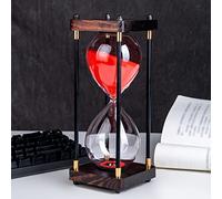 Gran reloj de arena, temporizador de reloj de arena de 60 minutos, temporizador de reloj de arena de madera vintage, decoración moderna para el hogar, cocina, oficina (rojo)