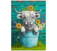 Gran rompecabezas para adultos, 300 piezas de vaca de las tierras altas con flores, rompecabezas para adultos, juguetes de regalo, decoración familiar, rompecabezas para niños