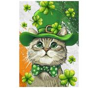Gran rompecabezas para adultos, 300 piezas, gato del día de San Patricio con sombrero verde, rompecabezas para adultos, juguetes, regalo, decoración familiar, rompecabezas para niños
