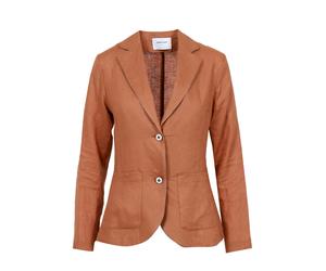 Gran Sasso- Chaqueta de Lino Cruzada Sencilla- Jackets- Mujer- Marrón- 3XL- Chaqueta de Lino Cruzada Sencilla