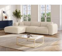 Gran sofá rinconera de pana beige POGNI de Maison Céphy