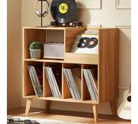 Gran soporte para discos con almacenamiento, soporte para tocadiscos con estante, soporte para discos de vinilo con área de exhibición, soporte para discos para hasta 300 álbumes, estantería para