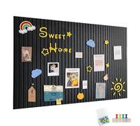 Gran tablero de anuncios de fieltro adhesivo 90 x 60 cm con 60 chinchetas - Decoración mural para oficina, cocina, fotos, notas, negro