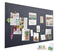 Gran tablón de notas de fieltro autoadhesivo, 60 x 40 cm, tablero de fieltro gris oscuro, tablón decorativo de rayas verticales de fieltro, pizarra fotográfica plegable, pizarras de notas, pizarras de