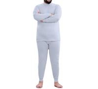 Gran Tamaño Ropa Interior Térmica Hombre Camiseta Térmica Manga Larga Transpirable Set de Ropa Térmica Invierno Deportes Conjuntos Térmicos para Esquí Montaña Ciclismo (Gris Claro,5XL)