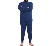 Gran Tamaño Ropa Interior Térmica Hombre Camiseta Térmica Manga Larga Transpirable Set de Ropa Térmica Invierno Deportes Conjuntos Térmicos para Esquí Montaña Ciclismo (Azul Marino,5XL)