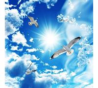 Gran Techo Mural Papel Pintado 3D Sonido Estéreo Cielo Azul Nubes Blancas Palomas Naturaleza Paisaje Retrato M 3D Papel Tapiz Pared Pintado Decoración Dormitorio de Estar Sala Sofá Mural-250cm×170cm