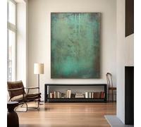 Gran textura verde, arte de pared, pintura abstracta, pintura minimalista sobre lienzo, arte de pared Wabi Sabi moderno para decoración de pared de sala de estar, 70 x 90 cm, sin marco
