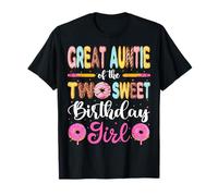 Gran tía de los dos dulces cumpleaños niña donut segundo cumpleaños Camiseta
