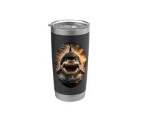 Gran tiburón blanco fauna arte majestuoso océano depredador Vaso térmico de acero inoxidable de doble pared