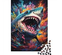 Gran Tiburón Blanco Feroz Puzzle de 1000 Piezas Puzzle para Adultos Submarino Estilo Arte Colorido Relajación Concentración Familia Decoración Regalo 38x26cm/1000pcs