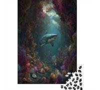 Gran tiburón Blanco Nada a través de un denso Bosque de Algas,Rompecabezas para Adultos 70x50cm/1000pcs,Juegos De Desafío De