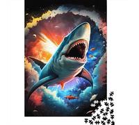 Gran tiburón Blanco Puzzle de 1000 Piezas para Adultos Papel Aventura Oceánica Exploración Marina Concentración Familia Decoración Regalo 70x50cm/1000pcs