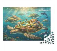 Gran Tortuga Marina Paraíso Puzzle de 1000 Piezas para Adultos Papel Mundo Submarino Oceánico Relajación Decoración Hogar Regalo Familiar 52x38cm/1000pcs