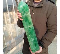 Gran varita de cristal natural, piedra de fluorita verde, piedra de torre de mineral de energía, obelisco mineral, hogar, oficina, desmagnetización, decoración, gema, 6-7 kg