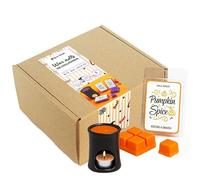 GRAN VELADA - Kit DIY para Hacer Wax Melts de Halloween | Incluye Cera, Aromas, Micas, Moldes y Quemador | Con Video Tutorial Paso a Paso | 3 Tabletitas de Cera Perfumada