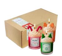 GRAN VELADA - Kit para Hacer Velas Navideñas con Chantilly | Set DIY para 3 Velas en Vaso con Cera de Soja, Cera Chantilly, Colorantes, Esencias, Moldes y Toppings