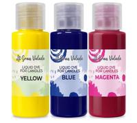 Gran Velada - Pack Ahorro Colorantes Líquidos para Velas 3 x 30 ml | Colores Primarios Magenta, Azul Puro y Amarillo Limón | Concentrados, Fáciles de Usar y con Colores Vibrantes para Velas Caseras